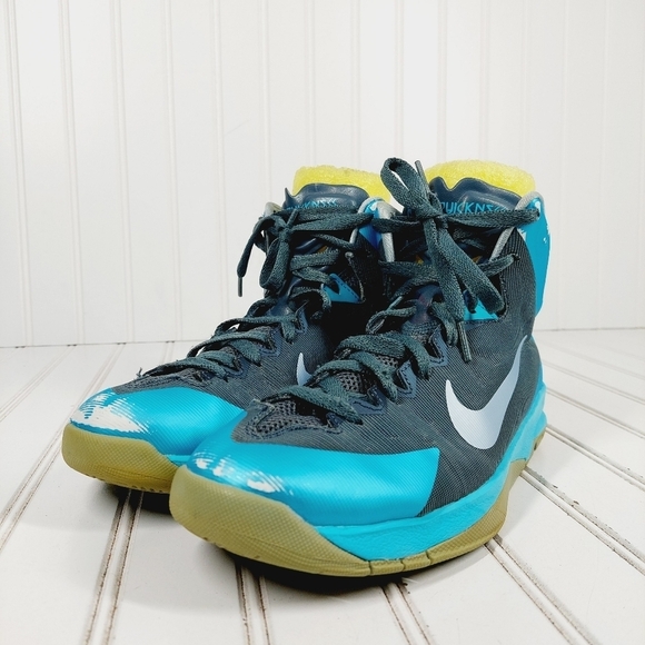 Nike Zoom Hyperquickness Blue Athleisure Running Lace Up High Top Sneakers D801 - Picture 2 of 11